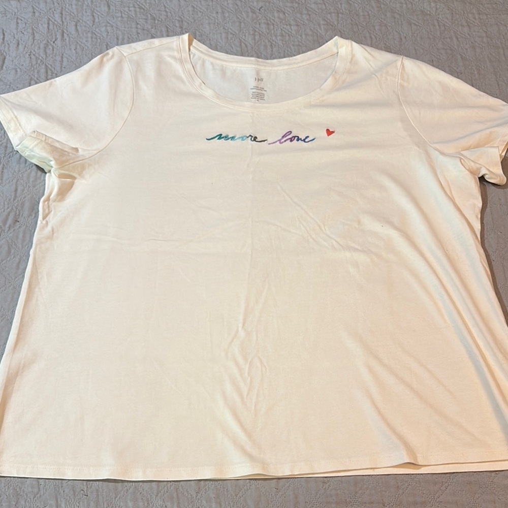 J.Jill - White T-Shirt with 'More Love' Graphic